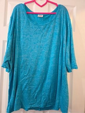 Danskin Now Relaxed Scoop Neck Tunic - Aqua Blue Size 2X(18/20)